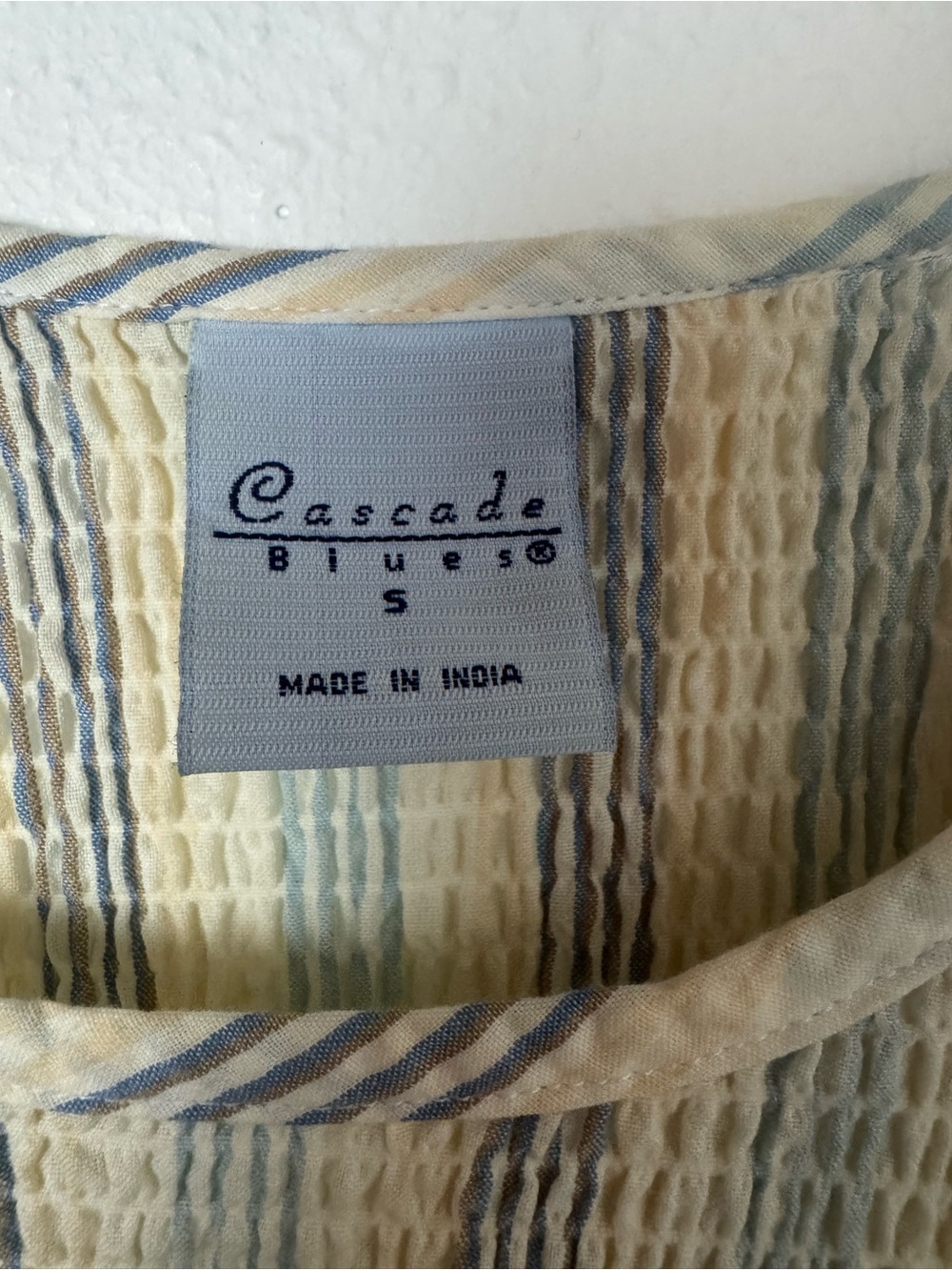 Light Blue & Cream Striped Sleeveless Tank Top by Papaya - Picture 4 of 4